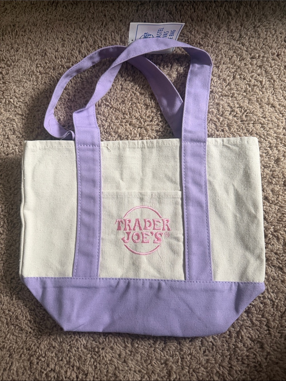 Trader Joe’s Lavender and cream Mini Canvas Tote Bag